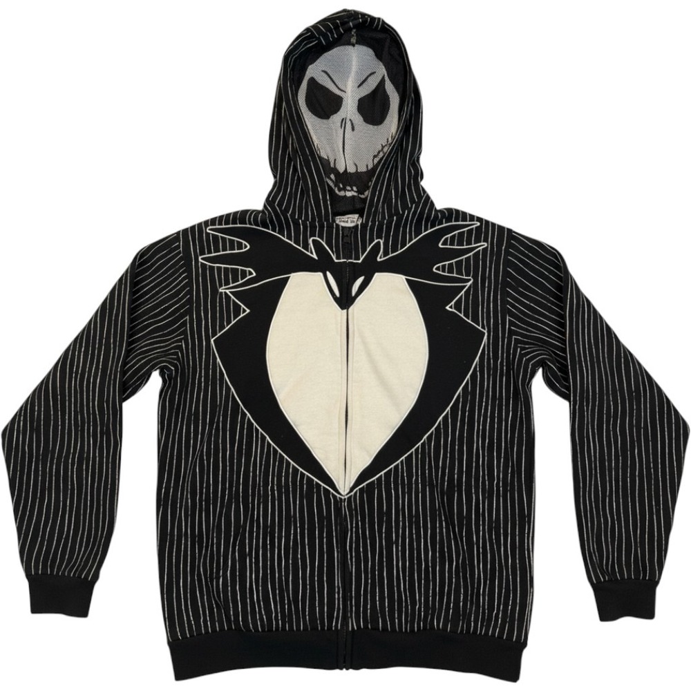 Disney Nightmare Before Christmas Jack Skellington Pinstripe Zip Mask Hoodie XL
